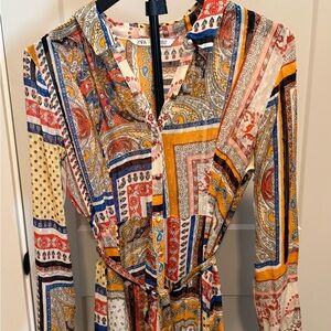 Zara Multicolor Paisley Long Sleeve Dress